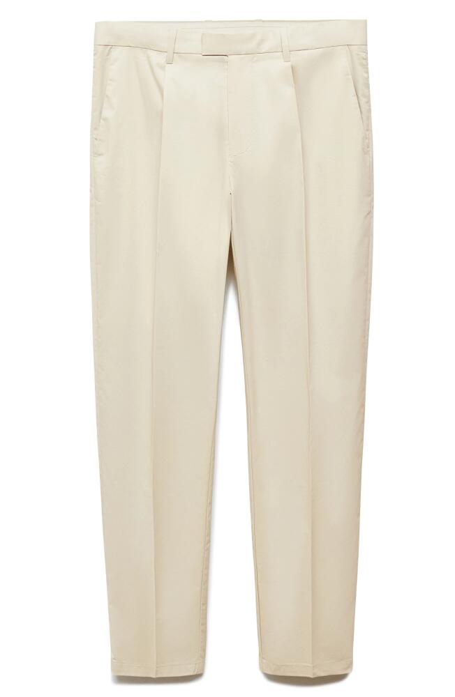 MANGO Pleated Slim Fit Dress Pants in Beige Cover