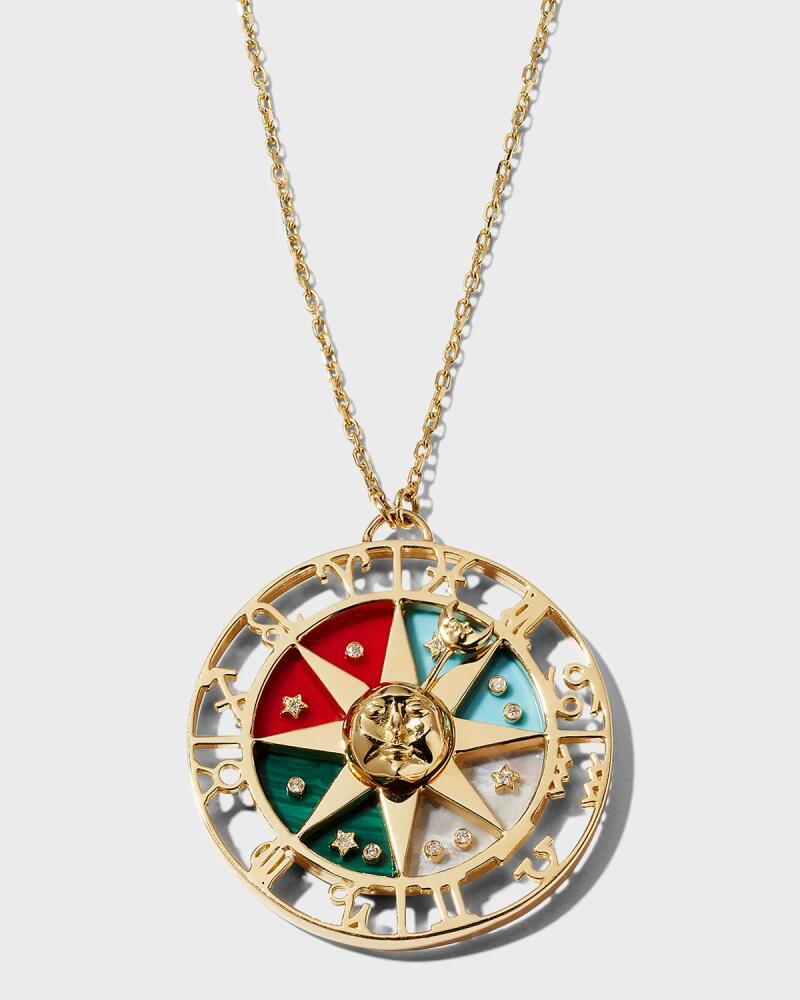 L'atelier Nawbar Yellow Gold Zodiac Wheel Necklace with Stones Cover