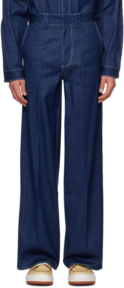 SUNNEI Navy Wide-Leg Trousers Cover