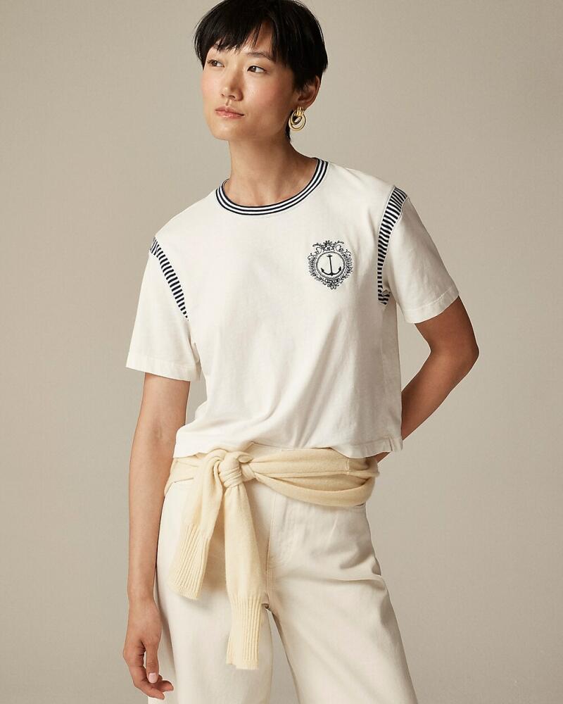 J.Crew Anchor crest T-shirt with striped trim Cover