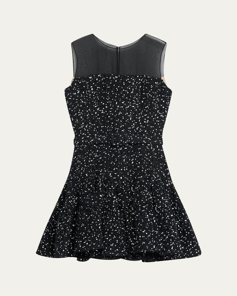 Oscar de la Renta Sleeveless Eyelash Fil Coupe Mini Illusion Dress Cover