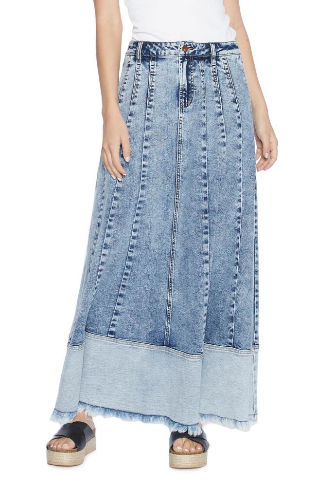 Wash Lab Denim Let's Go Colorblock Denim Maxi Skirt in Prep Blue Light Cover