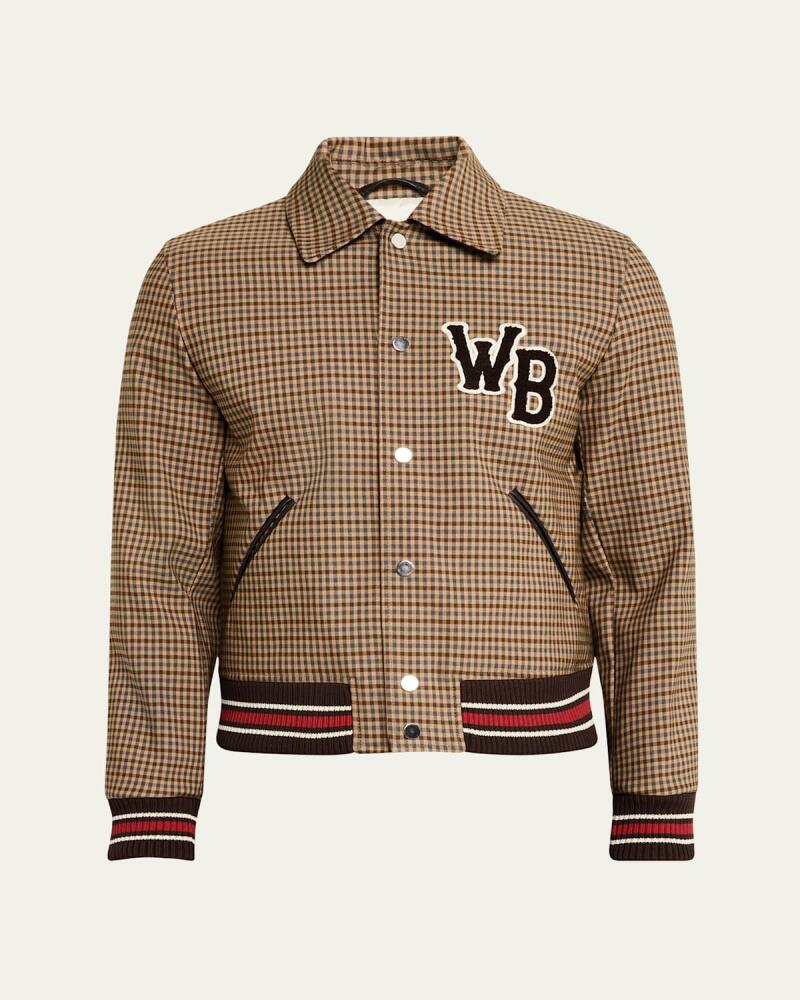 Wales Bonner Men's Micro-Check WB Varsity Jacket Cover