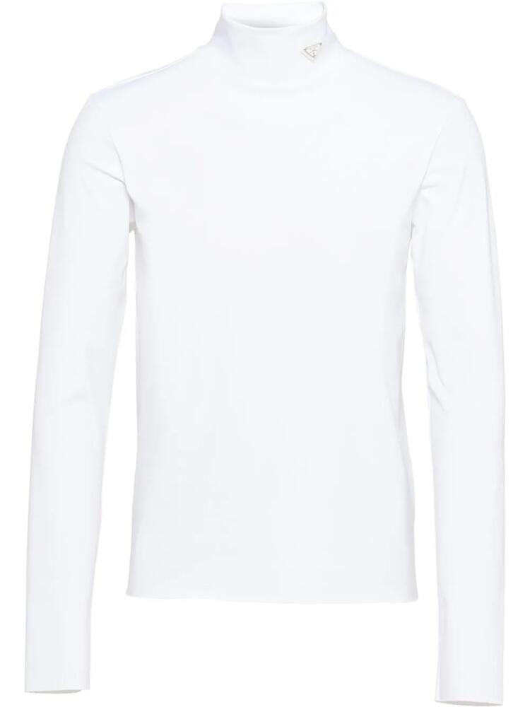 Prada mock-neck jersey T-shirt - White Cover