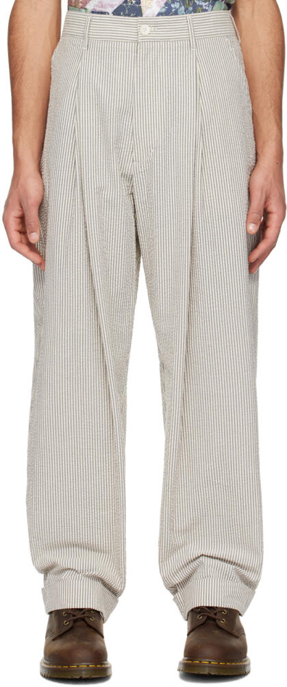 Engineered Garments Off-White & Navy WP Trousers Cover