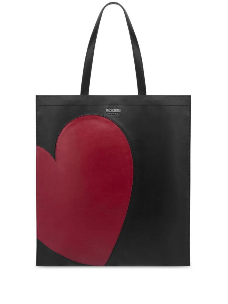 Moschino heart-panelled leather tote bag - Black Cover