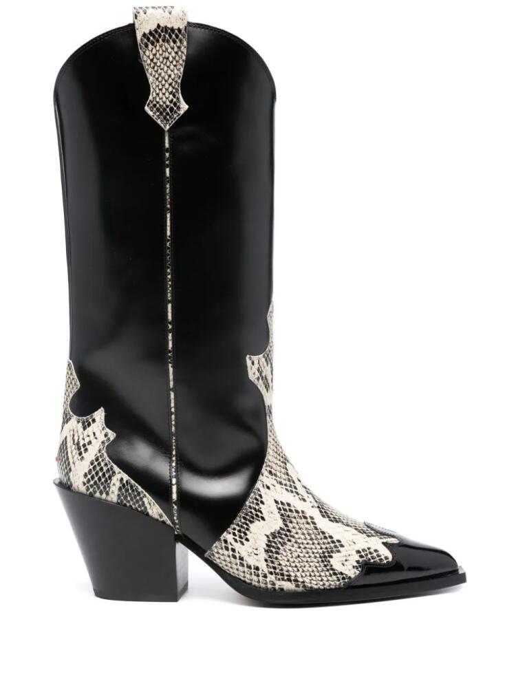 Aeyde Ariel 80mm snakeskin-effect boots - Black Cover