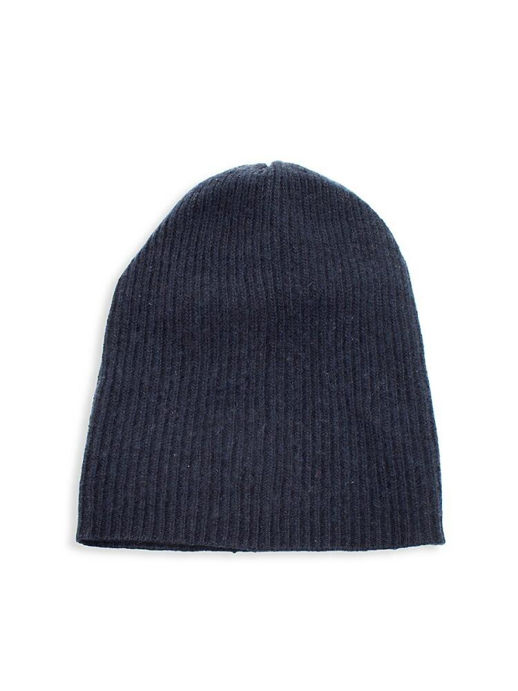 Portolano Men's Ribbed Knit Slouchy Cashmere Beanie - Navy Cover