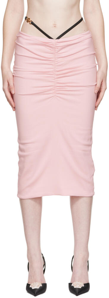 Versace Pink Georgette Midi Skirt Cover