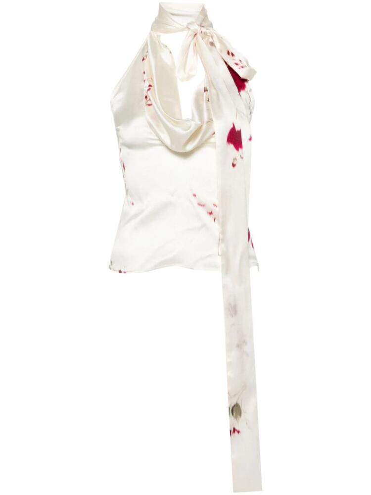 Blumarine printed scarf-detail top - Neutrals Cover