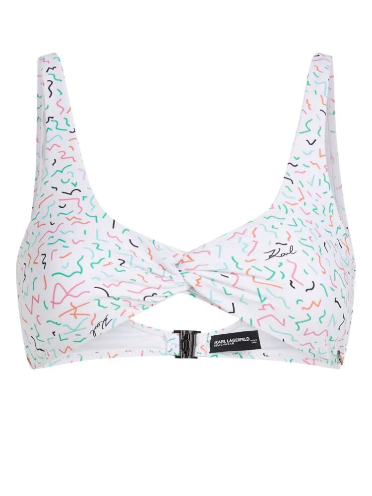 Karl Lagerfeld geometric-print twist-front bikini top - White Cover