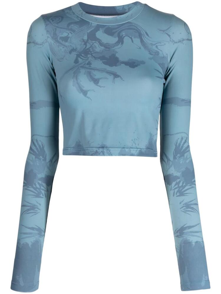 Feng Chen Wang abstract pattern-print crew-neck top - Blue Cover