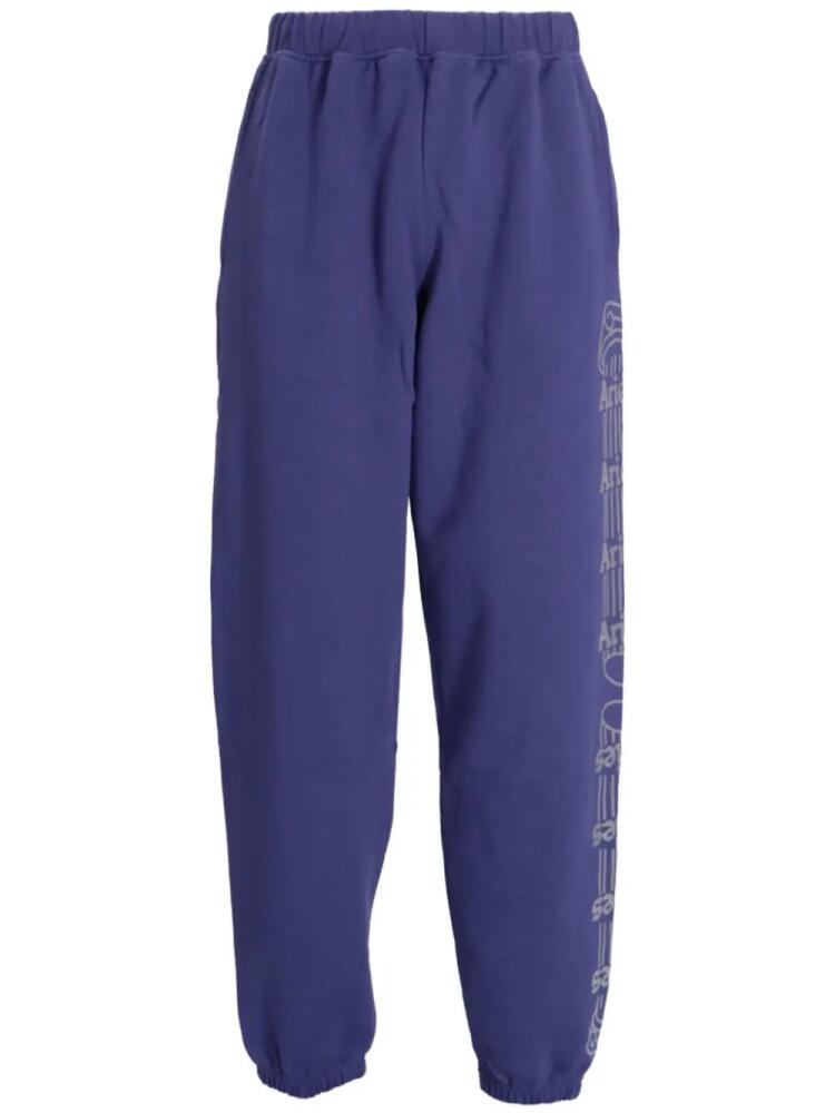 Aries Column-print cotton track pants - Blue Cover