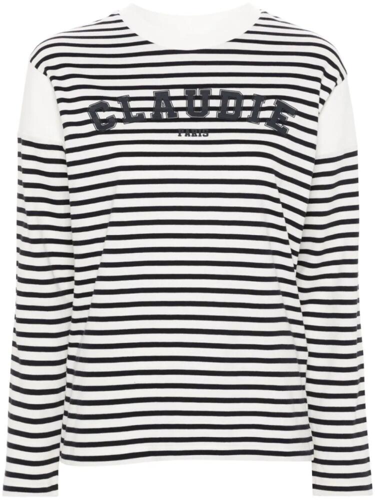 Claudie Pierlot logo-print breton stripe T-shirt - White Cover