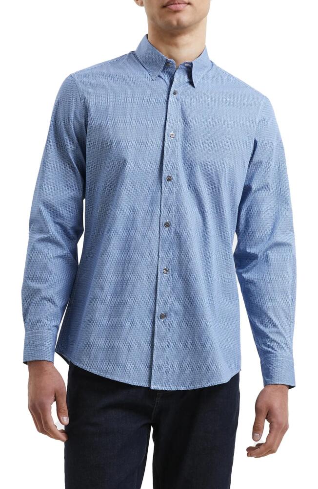 French Connection Premium Floral Button-Up Oxford Shirt in Blue Cover