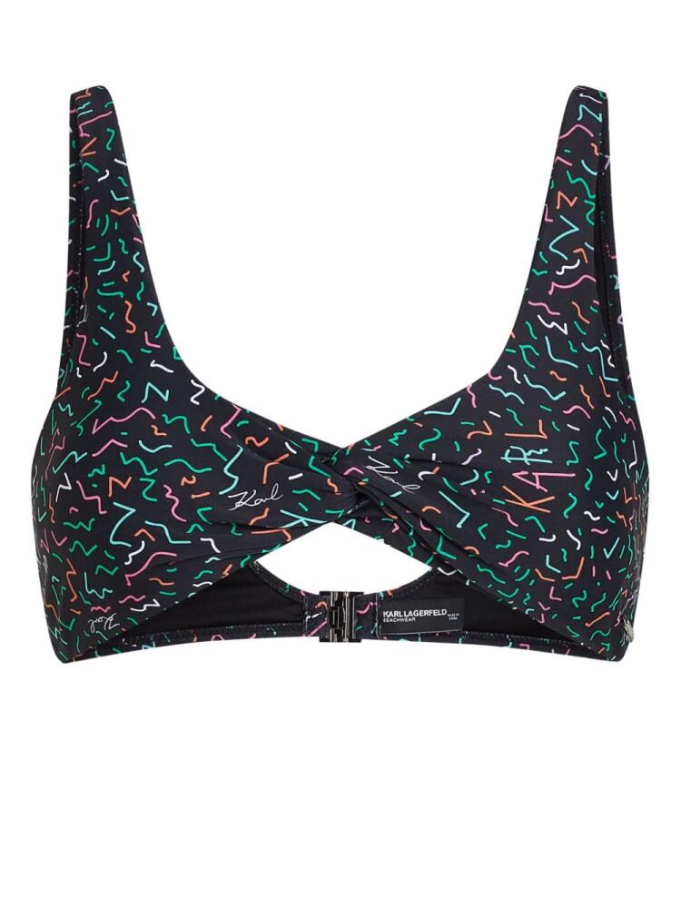 Karl Lagerfeld geometric-print twist-front bikini top - Black Cover