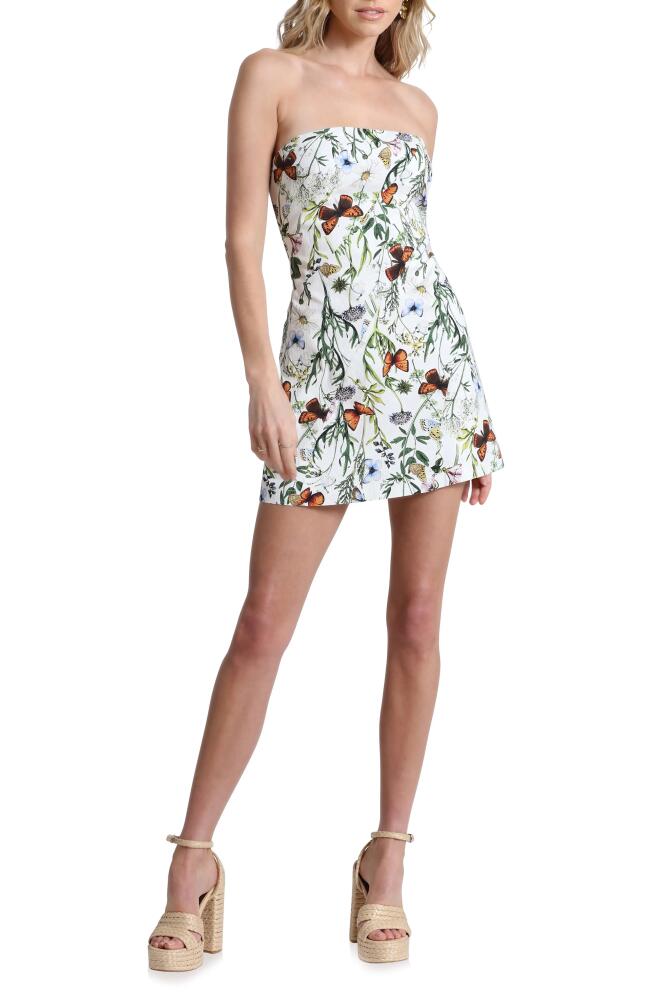 Avec Les Filles Floral Sleeveless Minidress in Butterfly Flower Cover