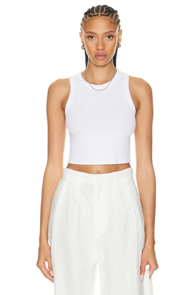 Enza Costa Stretch Silk Knit Cropped Bold Sheath Tank Top in White Cover