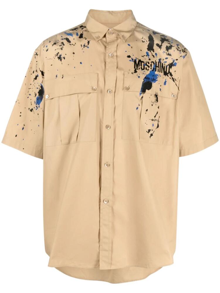 Moschino logo-print cotton shirt - Brown Cover