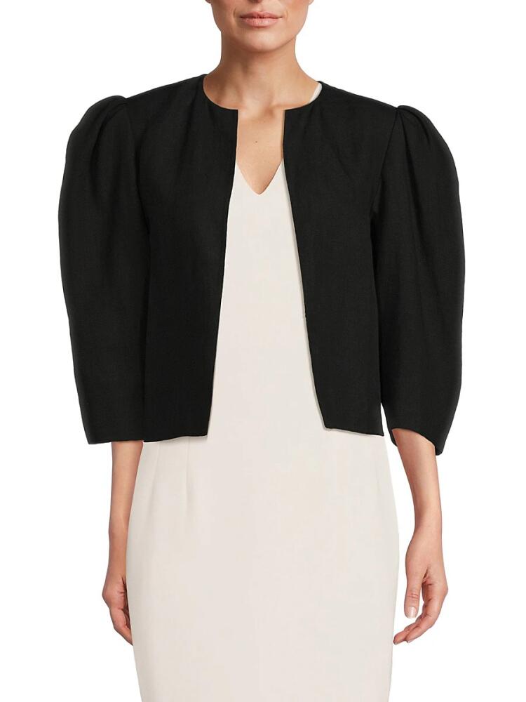 Akris Women's Puff Sleeve Linen Cardigan - Black Cover