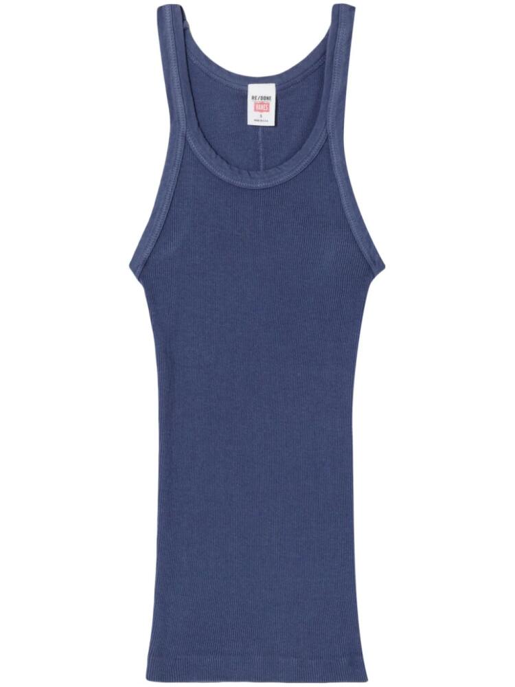 RE/DONE ribbed cotton scoop neck tank top - Blue Cover