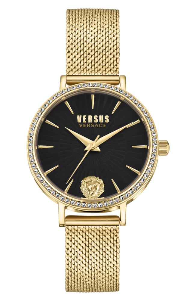 VERSUS Versace Mar Vista Swarovski Crystal Mesh Bracelet Watch, 34mm in Ip Yellow Gold Cover