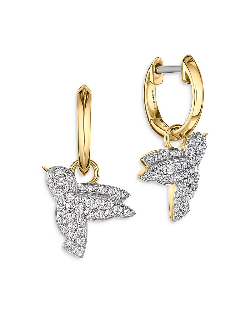 Phillips House 14K Yellow Gold Symphony Diamond Humming Bird Huggie Hoop Earrings Cover