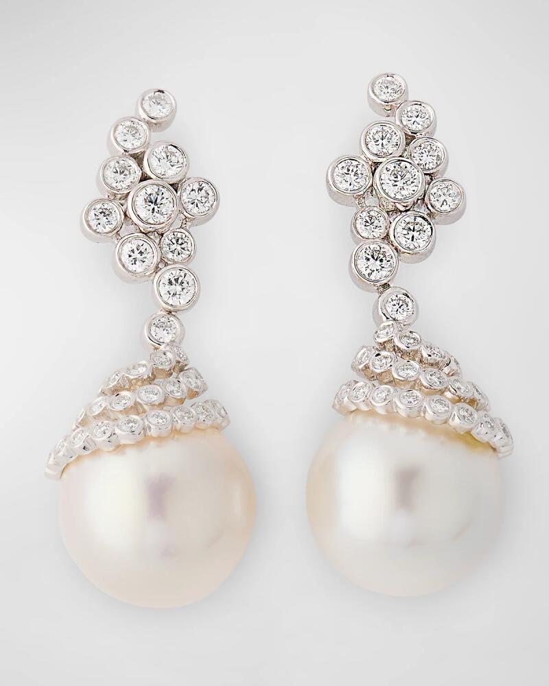 Belpearl 18K White Gold Diamond and 13.5mm South Sea Pearl Earrings Cover