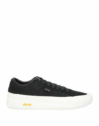 Brandblack Man Sneakers Black Leather, Textile fibers Cover