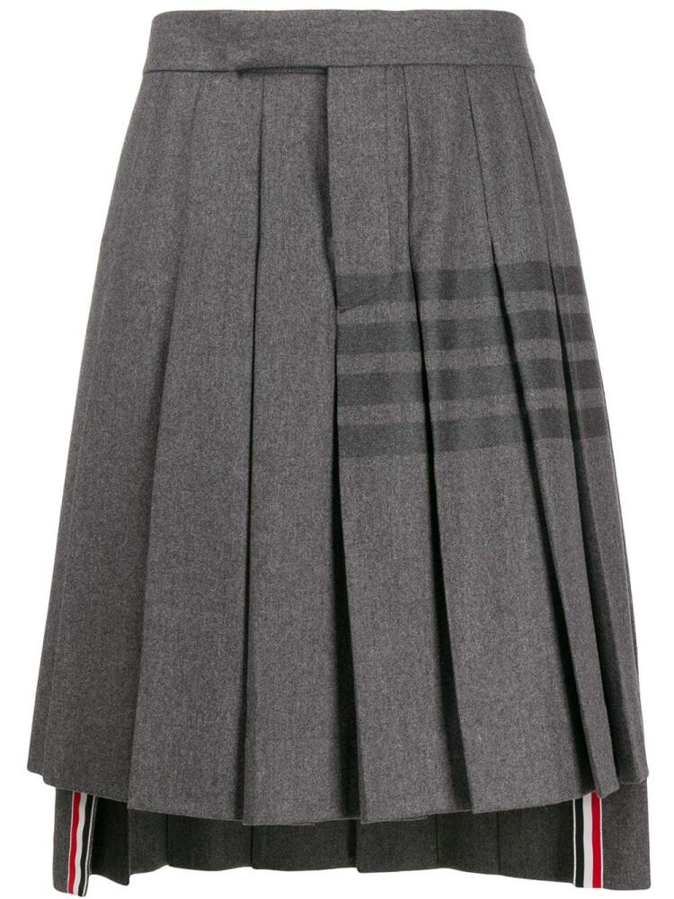 Thom Browne knee-length pleated 4-Bar striped skirt - Grey Cover