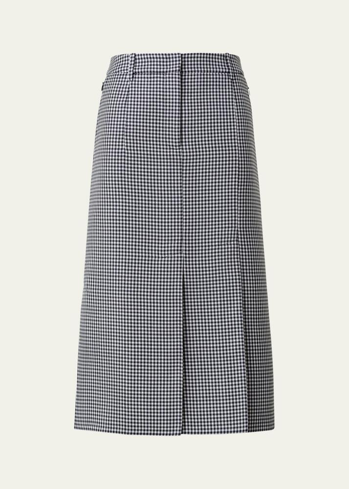 Akris Vichy Wool Midi Skirt Cover