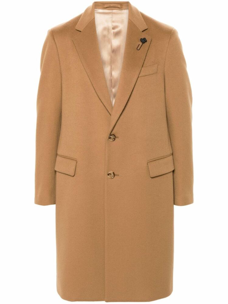 Lardini single-breasted virgin wool coat - Brown Cover