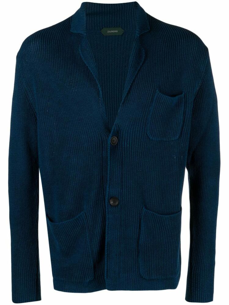 Zanone V-neck knitted cardigan - Blue Cover