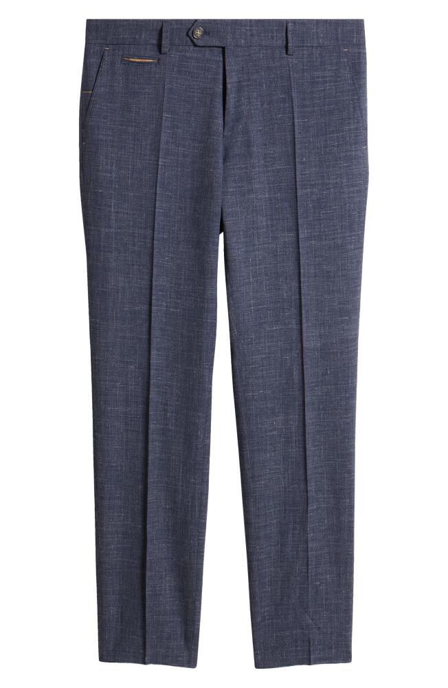 BOSS Gee Flat Front Wool & Silk Blend Dress Pants in Dark Blue Cover