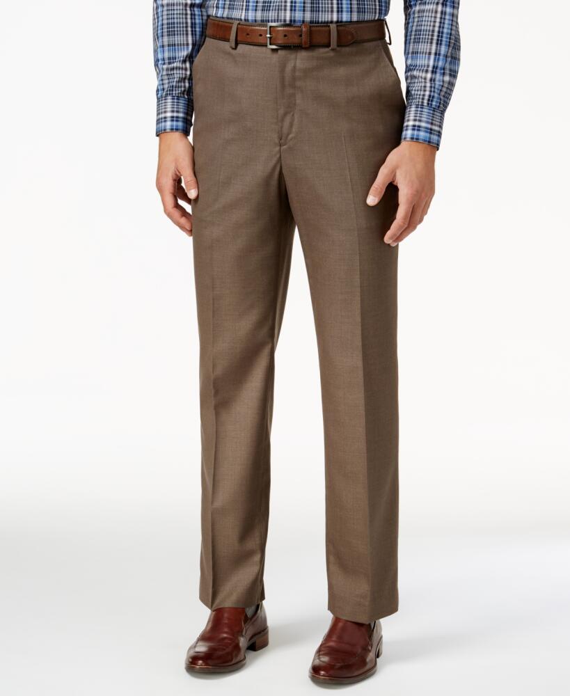 Michael Kors Men's Solid Classic-Fit Stretch Dress Pants - Brown Cover