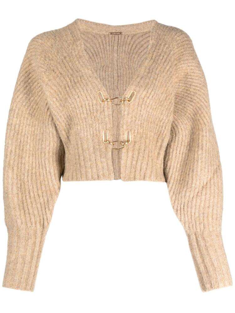 Cult Gaia Casella ribbed-knit cropped cardigan - Neutrals Cover