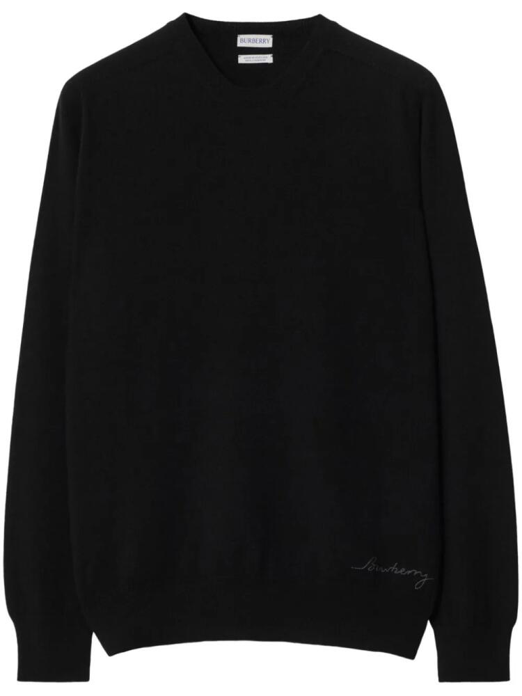 Burberry logo-embroidered cashmere jumper - Black Cover