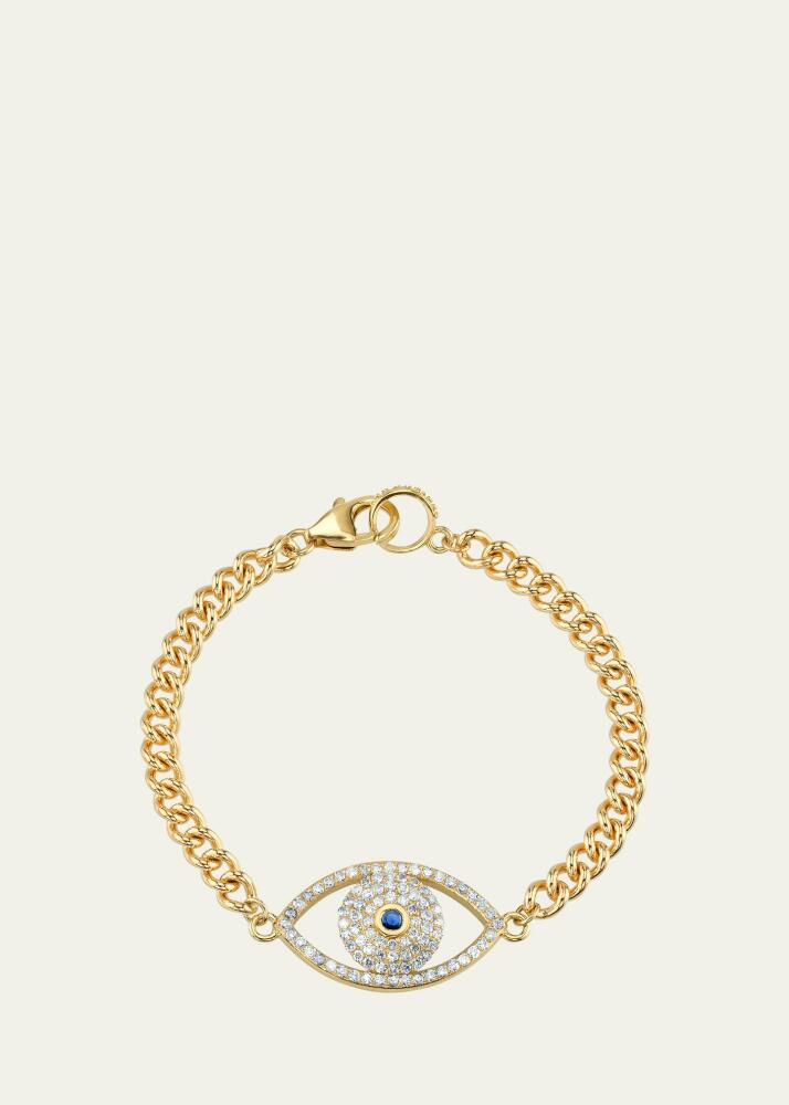 Sheryl Lowe 5mm 14k Diamond Evil Eye Chain Bracelet Cover