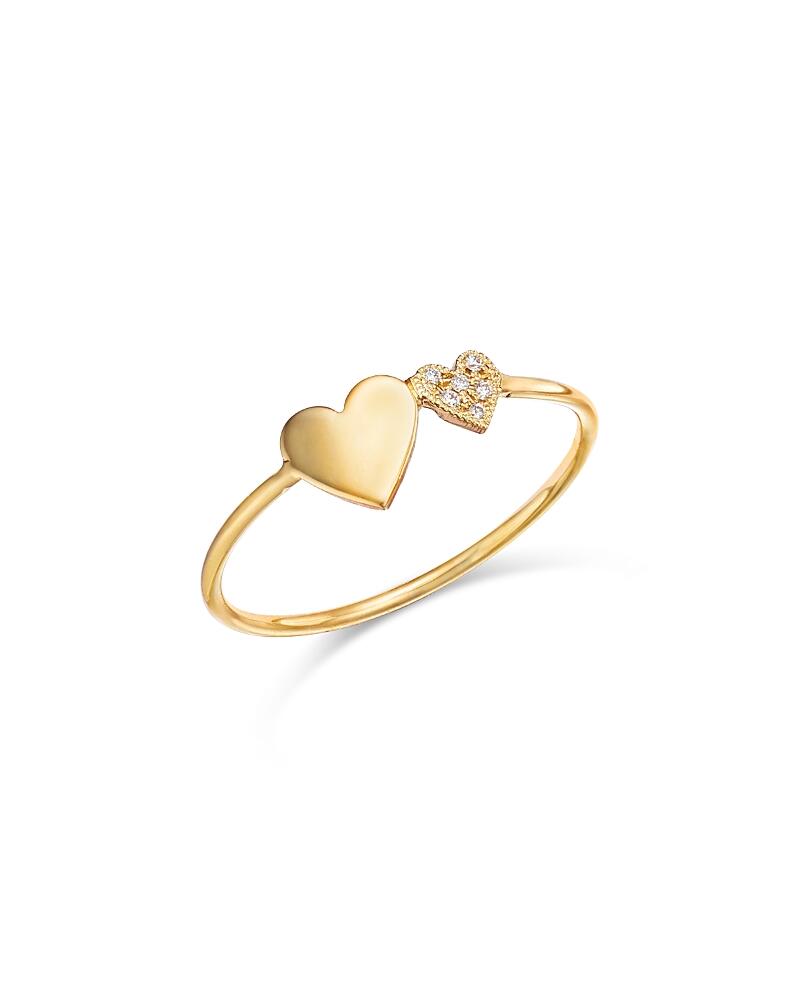 Zoe Chicco 14K Yellow Gold Midi Bitty Symbols Diamond Double Heart Ring Cover