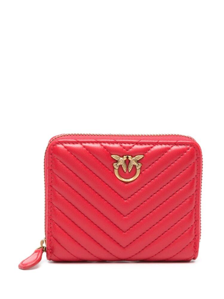 PINKO Love Birds quilted leather wallet - Red Cover