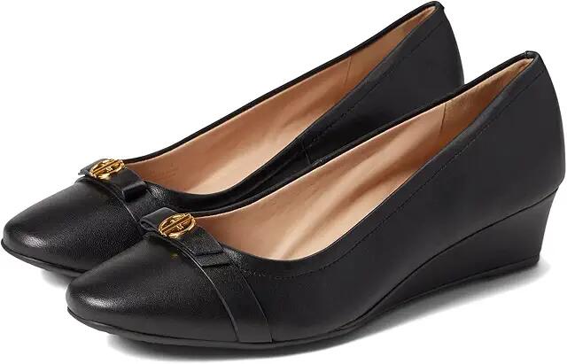 Cole Haan Malta Wedge 40 mm (Black Leather) Women's Shoes Cover