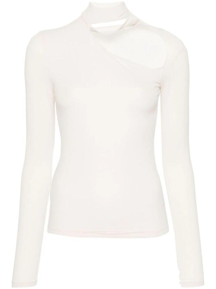 Patrizia Pepe cut-out jersey T-shirt - Neutrals Cover