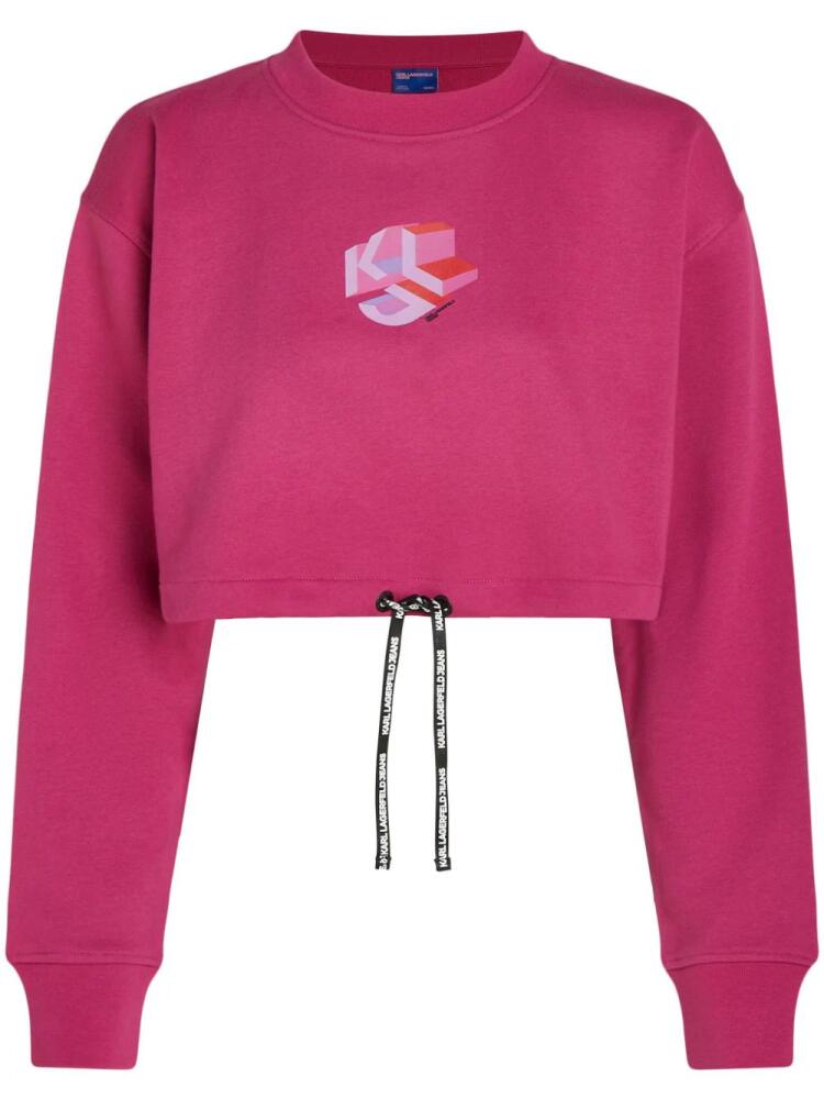 Karl Lagerfeld Jeans monogram-print cropped sweatshirt - Pink Cover