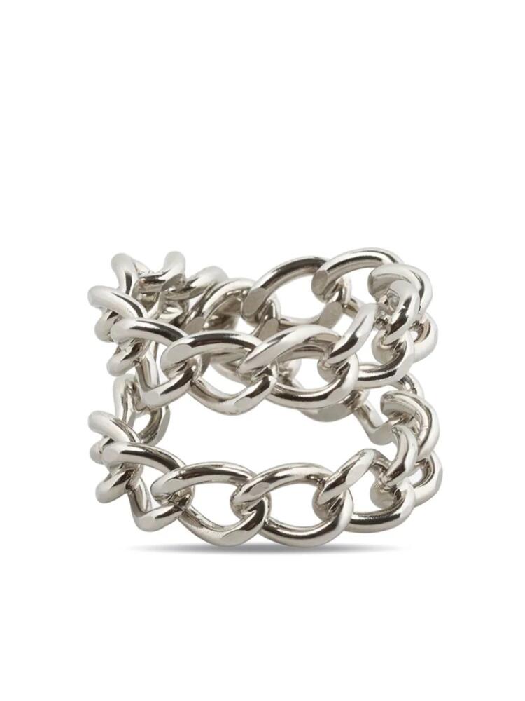 DRIES VAN NOTEN polished cable-link ring - Silver Cover