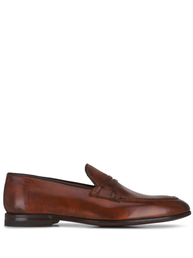 Bontoni Festoso almond-toe leather loafers - Brown Cover