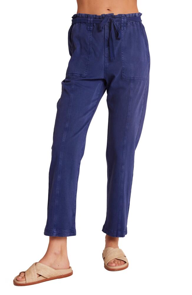 Bella Dahl Evi Ruffle Tie Belt Paperbag Waist Pants in Tropical Navy Cover