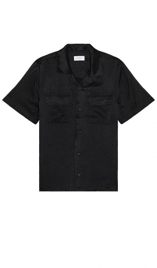 SATURDAYS NYC Canty Crinkled Satin Shirt in Black Cover