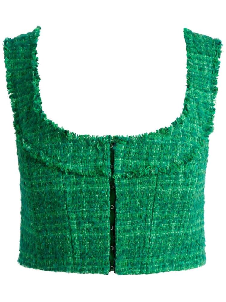 alice + olivia Kensie tweed cropped top - Green Cover