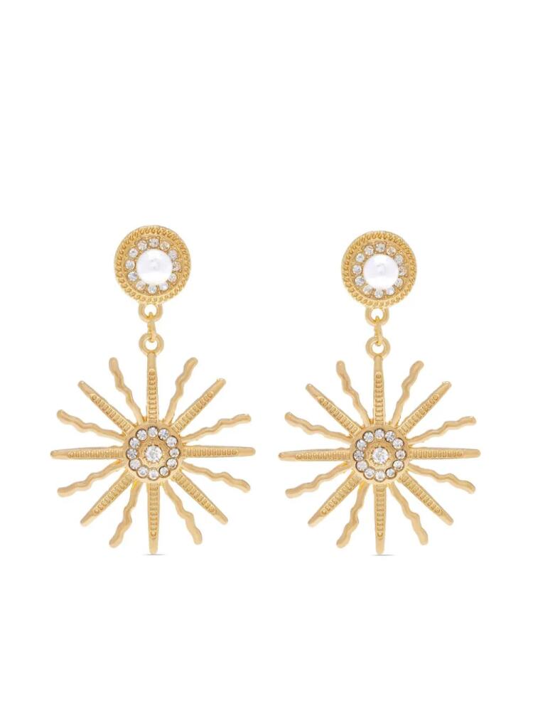 Hzmer Jewelry embellished sun-motif earrings - Gold Cover