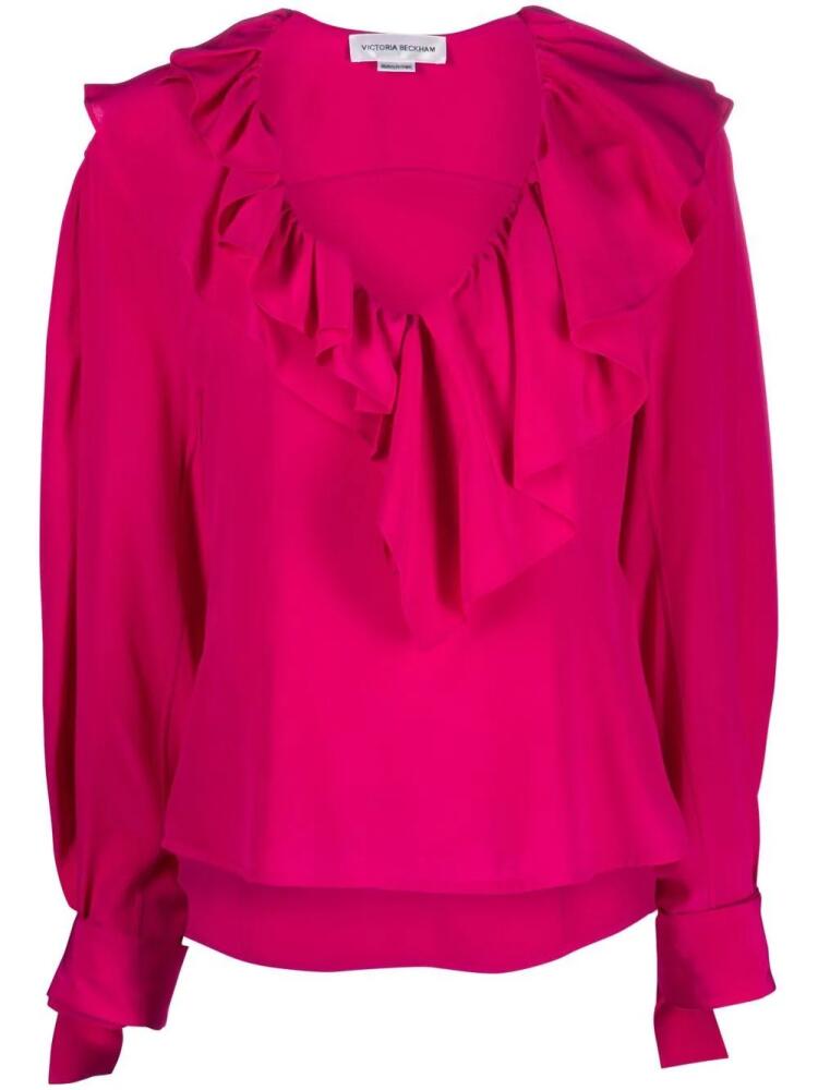 Victoria Beckham ruffled silk blouse - Pink Cover